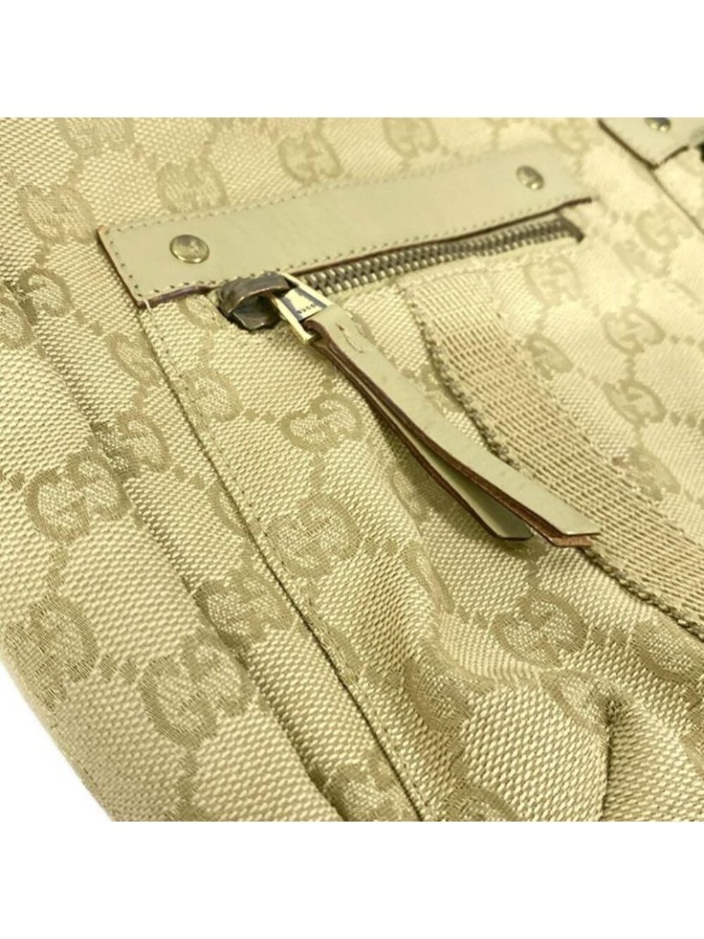 ★SOLD★ Gucci Shoulder Bag GG Pattern Beige Green Leather - Picture 12 of 12